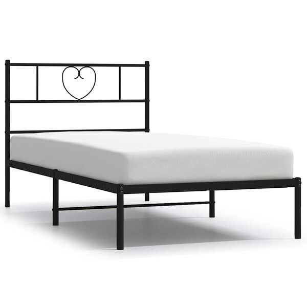 vidaXL Cadre de lit m&eacute;tal sans matelas avec t&ecirc;te de lit noir 100x190cm