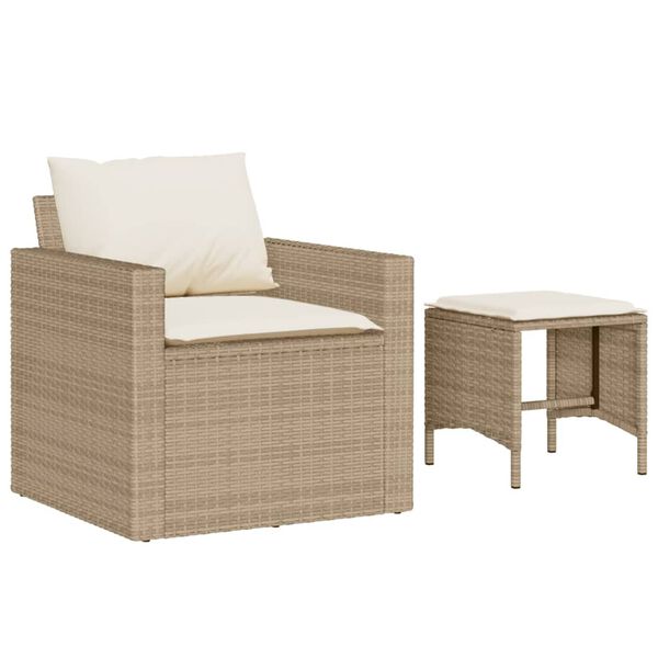 vidaXL Salon de jardin avec coussins 4 pcs beige r&eacute;sine tress&eacute;e