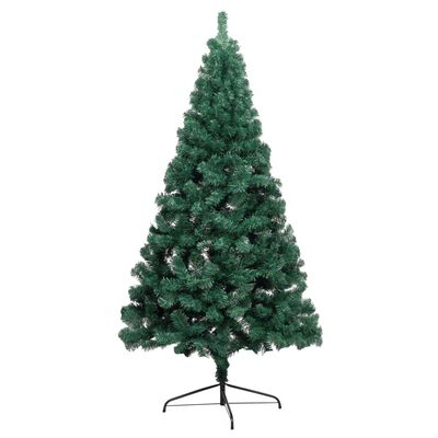 vidaXL Demi-arbre de Noël artificiel pré-éclairé et boules vert 120 cm