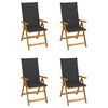 vidaXL Fauteuils pliants inclinables 4 pi&egrave;ces avec coussins en bois d'acacia massif
