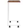vidaXL Table d'appoint avec roues Blanc 55x35x70 cm Bois d'ing&eacute;nierie