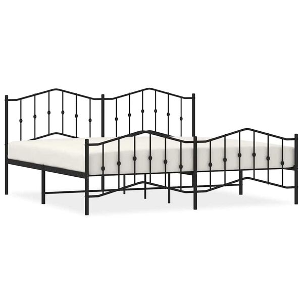 vidaXL Cadre de lit m&eacute;tal sans matelas avec pied de lit noir 193x203cm