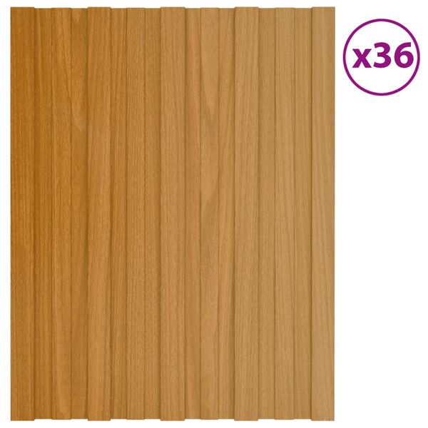 vidaXL Panneaux de toiture 36 pcs acier galvanis&eacute; naturel 60x45 cm