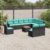 vidaXL Salon de jardin 11 pcs avec coussins noir r&eacute;sine tress&eacute;e