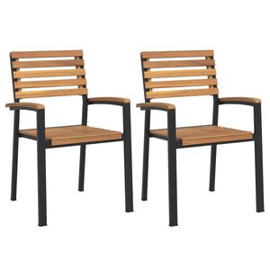 vidaXL Chaises de jardin empilables lot de 2 bois d'acacia et m&eacute;tal