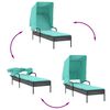 vidaXL Chaise longue avec auvent noir résine tressée