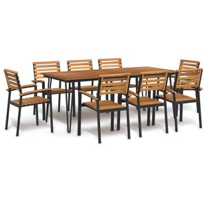 vidaXL Ensemble &agrave; manger de jardin 9 pcs bois d'acacia solide et m&eacute;tal