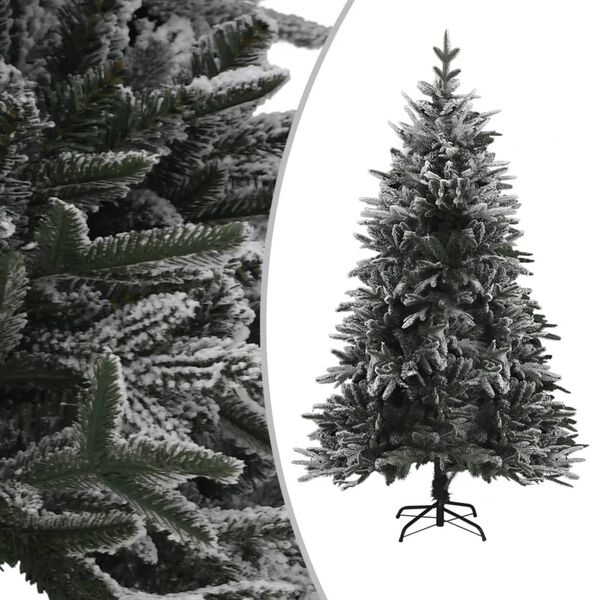 vidaXL Arbre de No&euml;l artificiel pr&eacute;-&eacute;clair&eacute;/flocons de neige PVC PE
