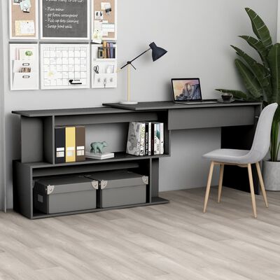 vidaXL Bureau d'angle Gris 200x50x76 cm Aggloméré