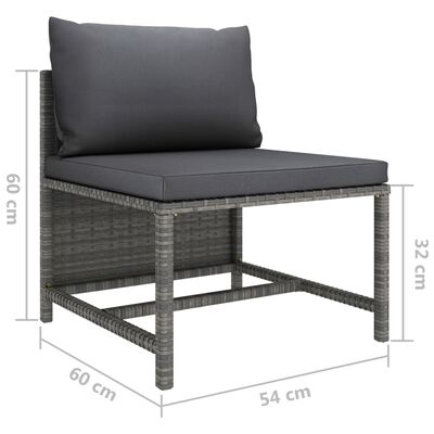 vidaXL Salon de jardin 3 pcs avec coussins Résine tressée Gris