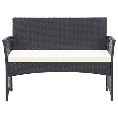 vidaXL Salon de jardin 4 pcs avec coussin Résine tressée Noir