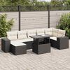 vidaXL Salon de jardin 8 pcs avec coussins noir r&eacute;sine tress&eacute;e