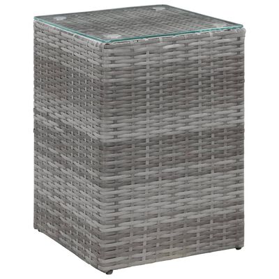 vidaXL Table d'appoint à dessus en verre Gris 35x35x52 cm Poly rotin