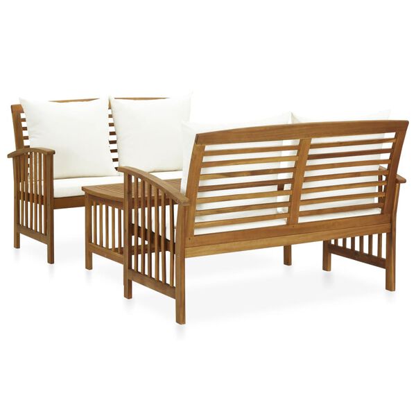 vidaXL Salon de jardin 3 pcs avec coussins Bois d'acacia massif