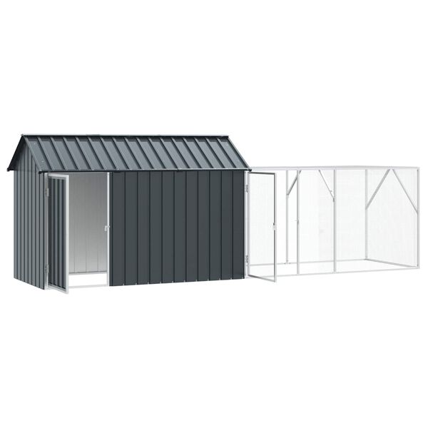 vidaXL Cage pour oiseaux avec stockage Anthracite 416,5 x 103 x 142 cm