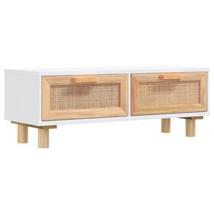 vidaXL Table basse Blanc 80x40x30 cm Bois d'ing&eacute;nierie et pin massif