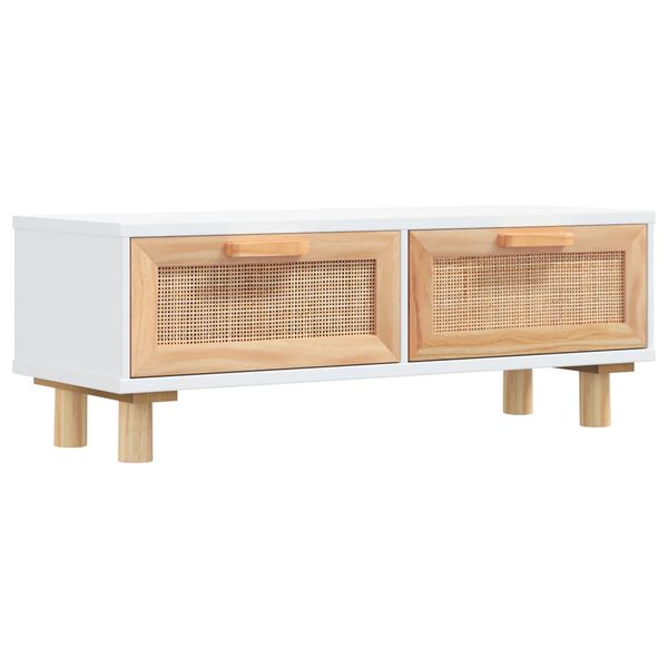 vidaXL Table basse Blanc 80x40x30 cm Bois d'ing&eacute;nierie et pin massif