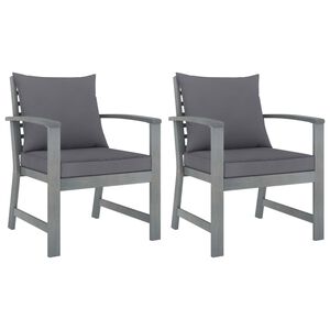 vidaXL Chaises de jardin lot de 2 avec coussins gris fonc&eacute; Bois acacia