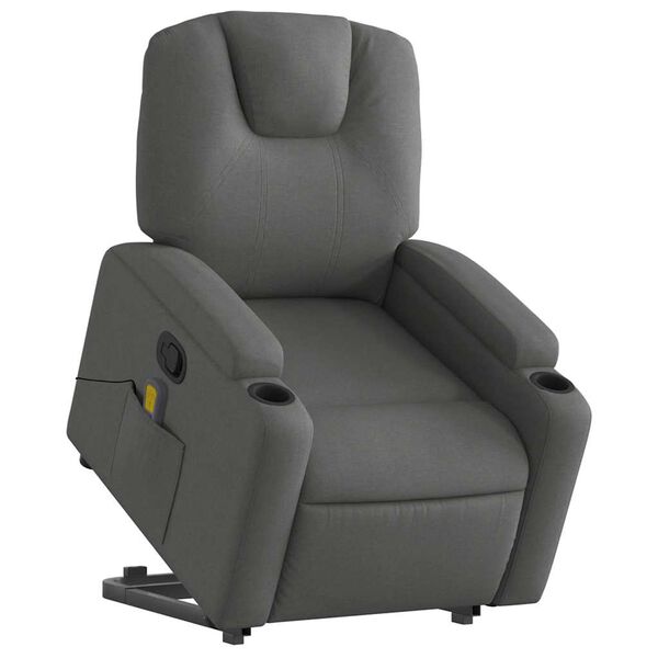 vidaXL Fauteuil inclinable de massage gris foncé tissu