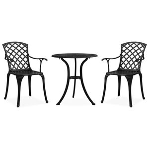 vidaXL Ensemble de bistro 3 pcs Aluminium coul&eacute; Noir