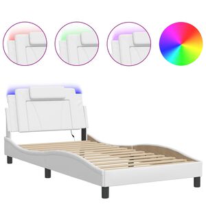 vidaXL Cadre de lit Viana avec LED sans matelas blanc 100x190 cm