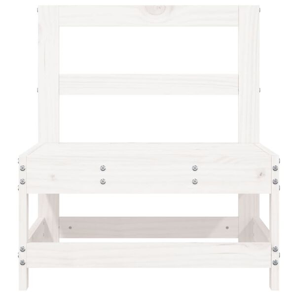 vidaXL Canap&eacute; central de jardin blanc bois de pin massif