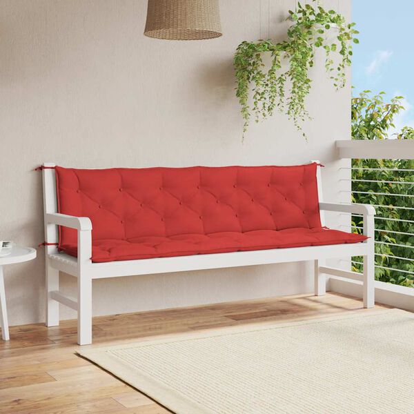 vidaXL Coussin de banc de jardin rouge 200x(50+50)x7 cm tissu oxford