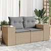 vidaXL Canap&eacute; de jardin avec coussins 2 places beige r&eacute;sine tress&eacute;e