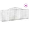 vidaXL Paniers &agrave; gabions arqu&eacute;s 3 pcs 300x50x100/120 cm fer galvanis&eacute;