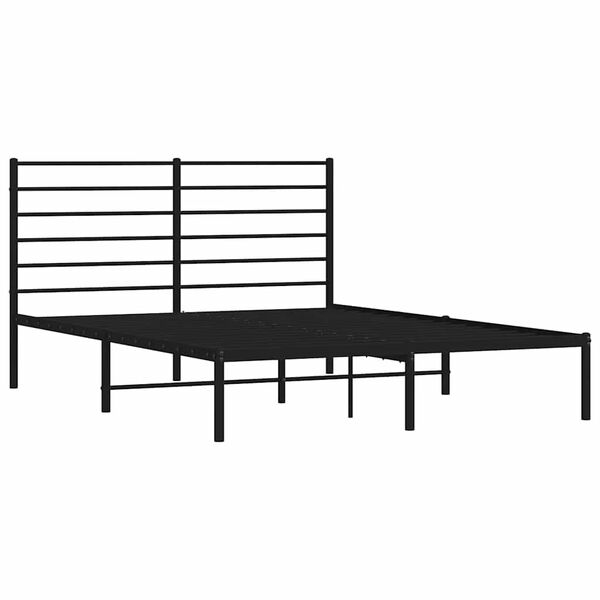 vidaXL Cadre de lit m&eacute;tal sans matelas avec t&ecirc;te de lit noir 135x190cm