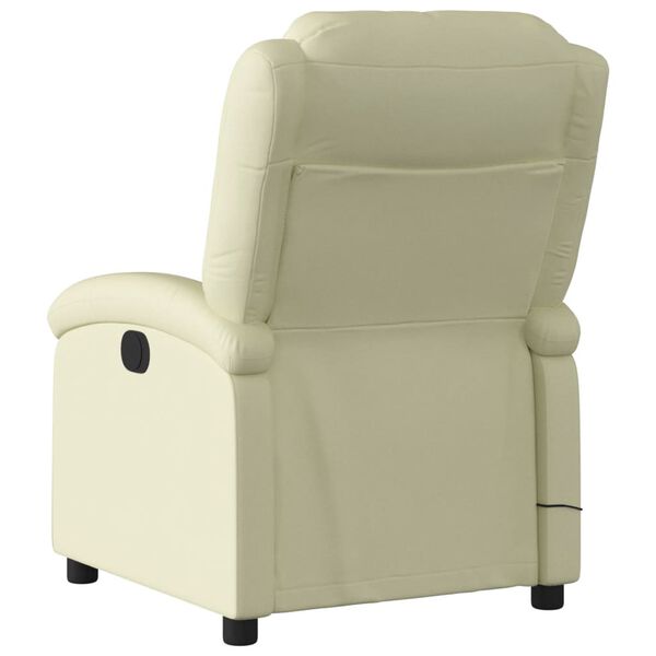 vidaXL Fauteuil de massage inclinable crème cuir véritable