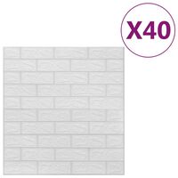 vidaXL Papier peint 3D autoadhésif Briques 40 pcs Blanc