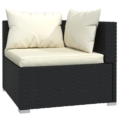 vidaXL Salon de jardin 6 pcs avec coussins Résine tressée Noir