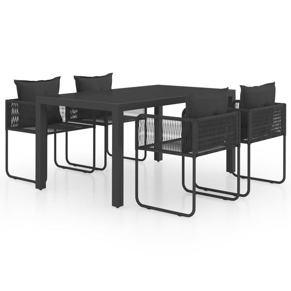 vidaXL Ensemble &agrave; manger de jardin 5 pcs PVC r&eacute;sine tress&eacute;e noir