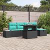 vidaXL Ensemble de canap&eacute; de jardin avec coussin 6 pcs Noir Poly rotin