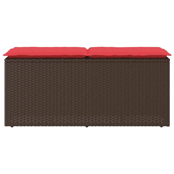 vidaXL Banc de jardin avec coussin marron 110x40x44 cm résine tressée
