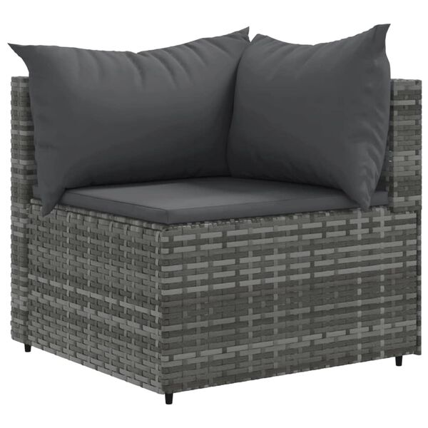 vidaXL Salon de jardin 8 pcs avec coussins Gris R&eacute;sine tress&eacute;e