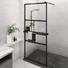 vidaXL Paroi de douche avec &eacute;tag&egrave;re Noir 100x195cm Verre ESG&Aluminium