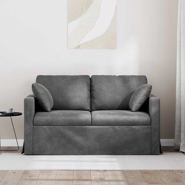 vidaXL Canap&eacute; Gris fonc&eacute; 138 x 78 x 80 cm Velours