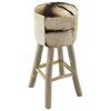 vidaXL Tabouret de bar cuir de ch&egrave;vre et bois de teck solide