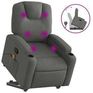 vidaXL Fauteuil inclinable de massage gris fonc&eacute; tissu