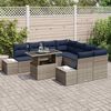 vidaXL Ensemble de canap&eacute; de jardin 9 pcs Gris et marine polyrotin