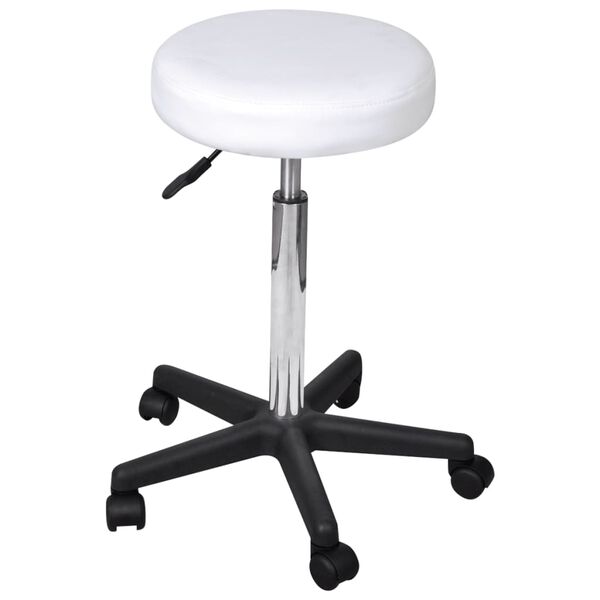 vidaXL Tabouret de bureau blanc similicuir