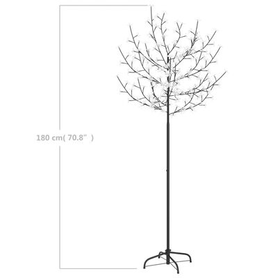 vidaXL Sapin de Noël 200 LED blanches bleues cerisier en fleurs 180cm