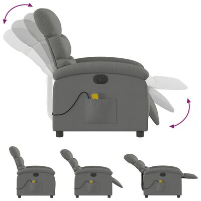 vidaXL Fauteuil inclinable de massage électrique gris foncé tissu