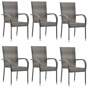 vidaXL Chaises empilables d'extérieur lot de 4 Gris Résine tressée