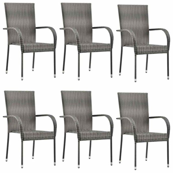 vidaXL Chaises empilables d'extérieur lot de 4 Gris Résine tressée