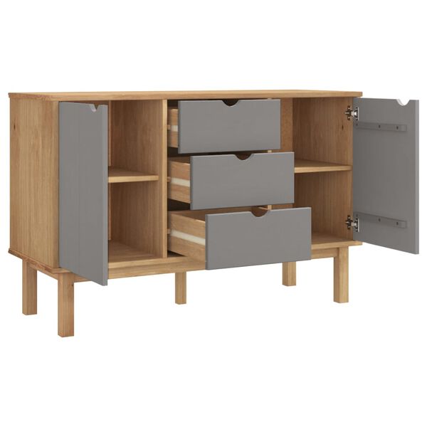 vidaXL Buffet OTTA Marron et gris 113,5x43x73 cm Bois massif pin