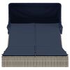 vidaXL Chaise longue double et auvent et coussins gris résine tressée