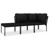 vidaXL Salon de jardin 3 pcs avec coussins Noir PVC